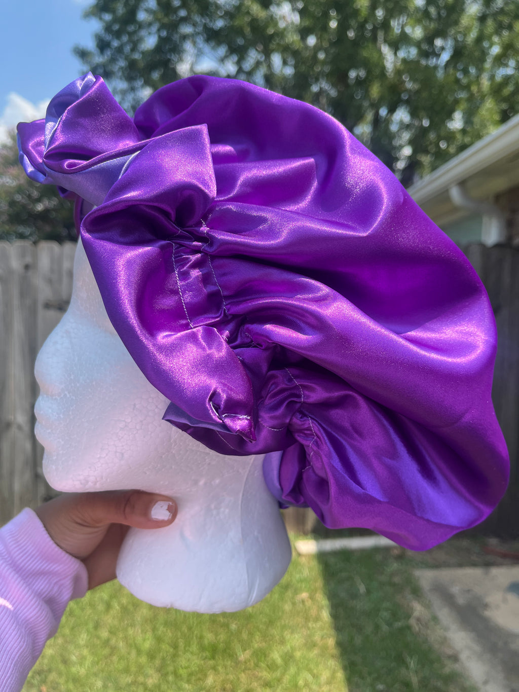 Dark Purple/ Light Purple Reversible Hair Bonnet