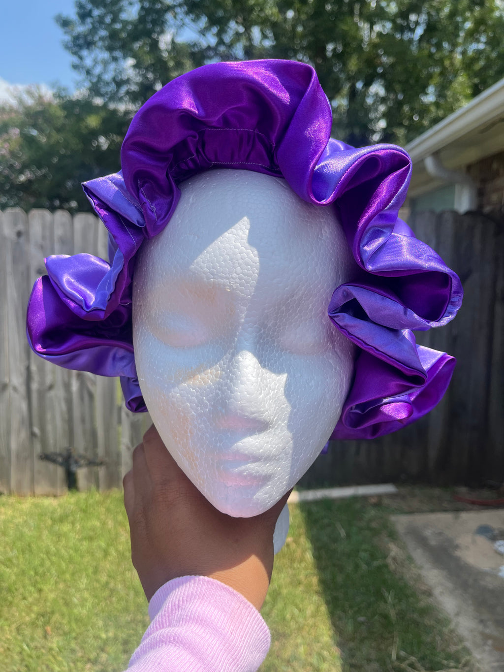 Dark Purple/ Light Purple Reversible Hair Bonnet
