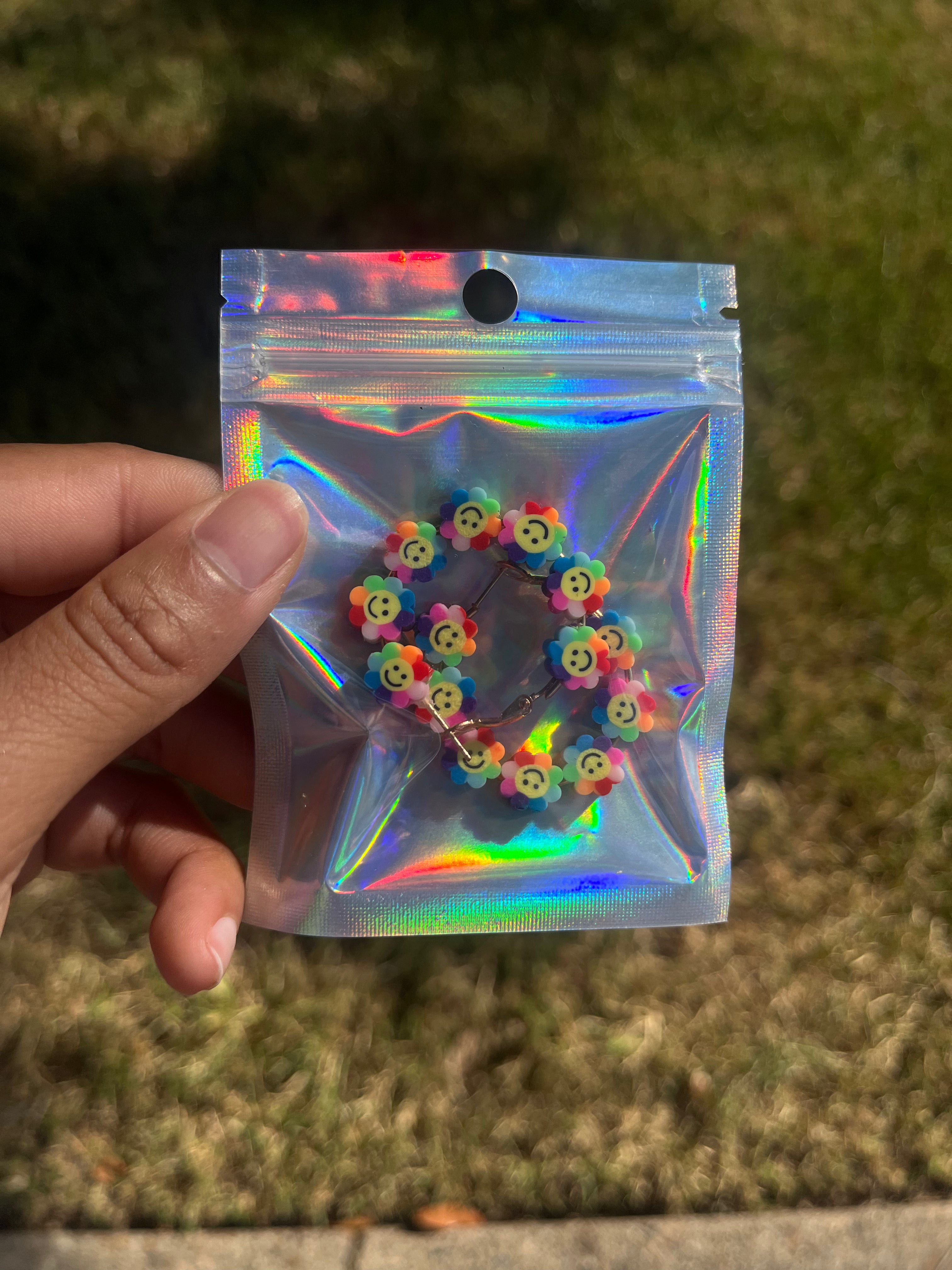 Smiley Rainbow Flower Earrings