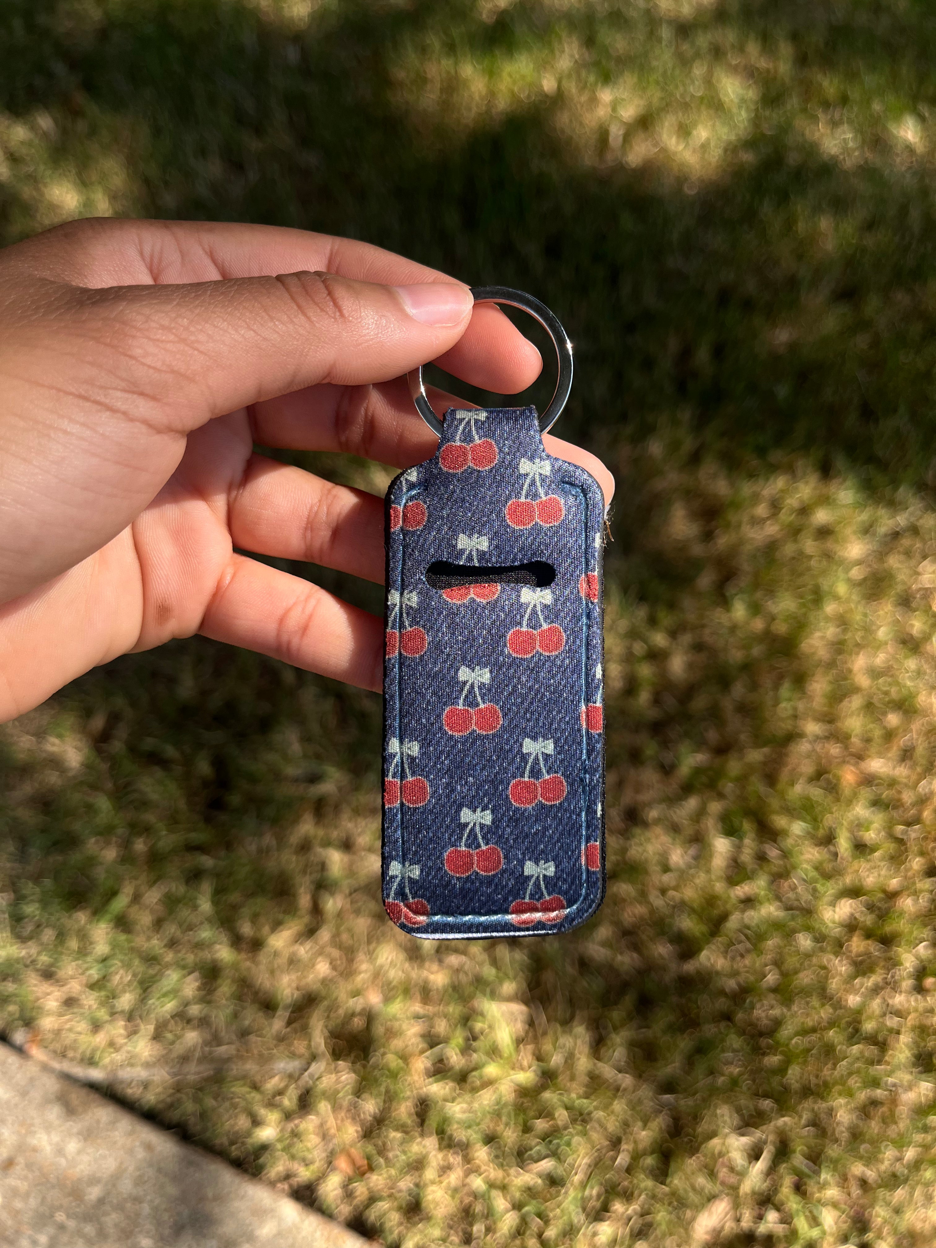 Cherry Denim Lip Balm Holder
