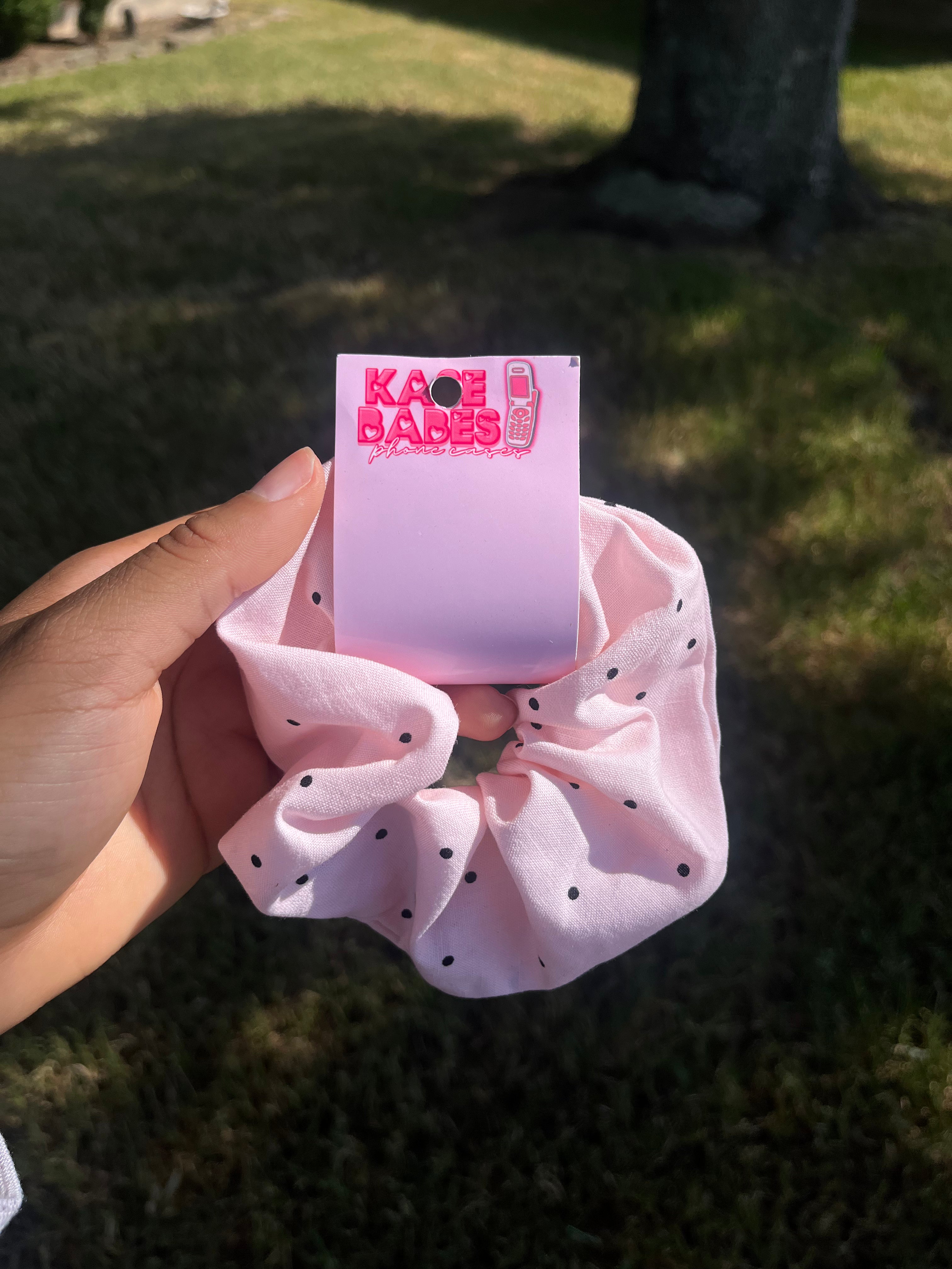 Pink Polka Dot Scrunchie